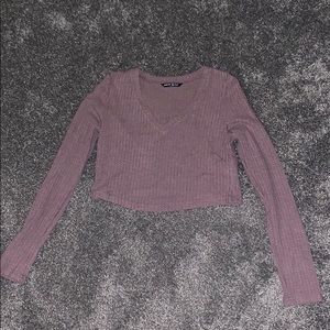 purple cropped sweater